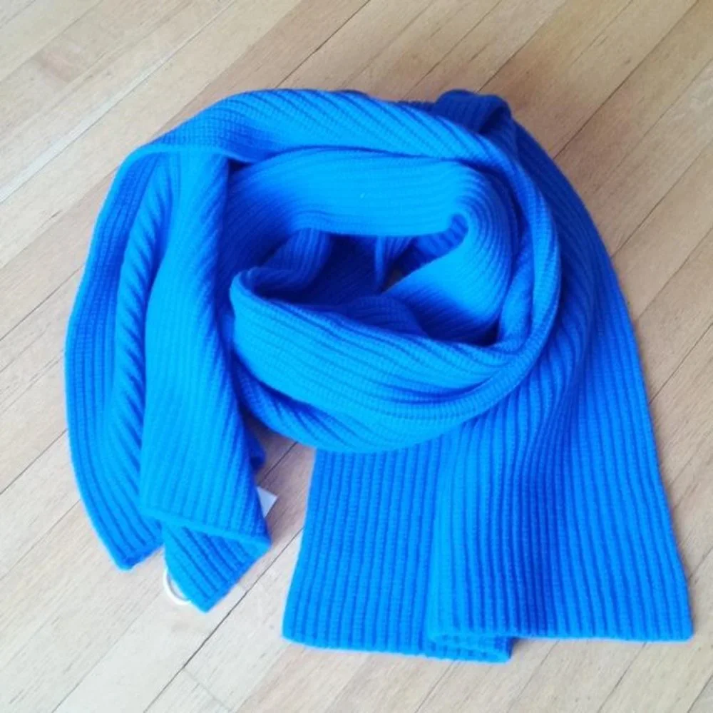 Tory Burch Royal Blue Ribbed Knit Scarf
